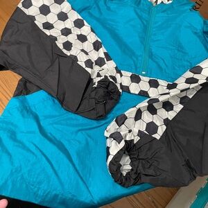 IN EXCESS WIND BREAKER - Womens - size 16 - Hooded soccer pattern in lining